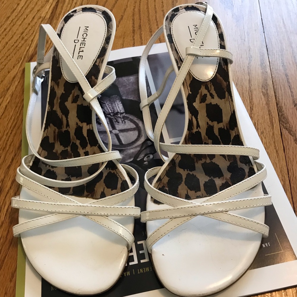 White Sandals with slight heel.